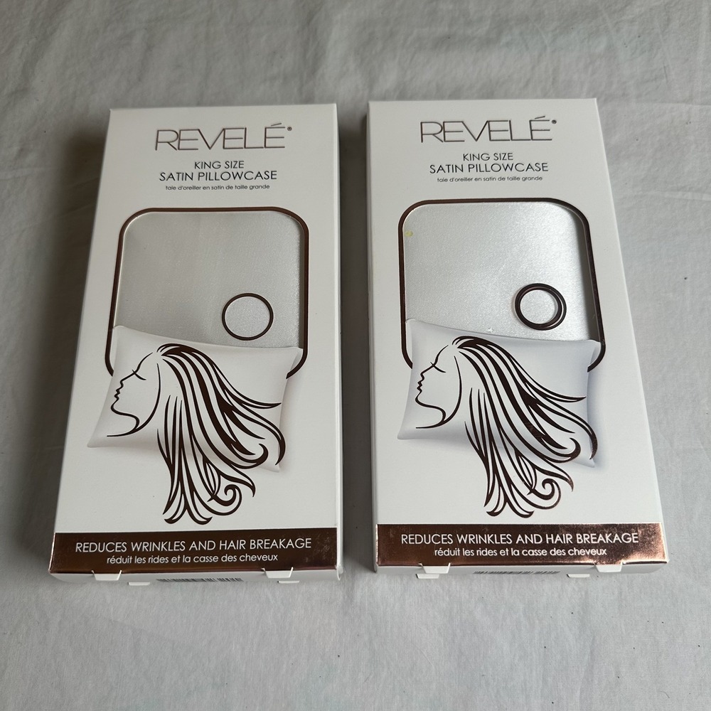 2 Revele King Size White Satin Pillowcases New reduces wrinkles & hair breakage